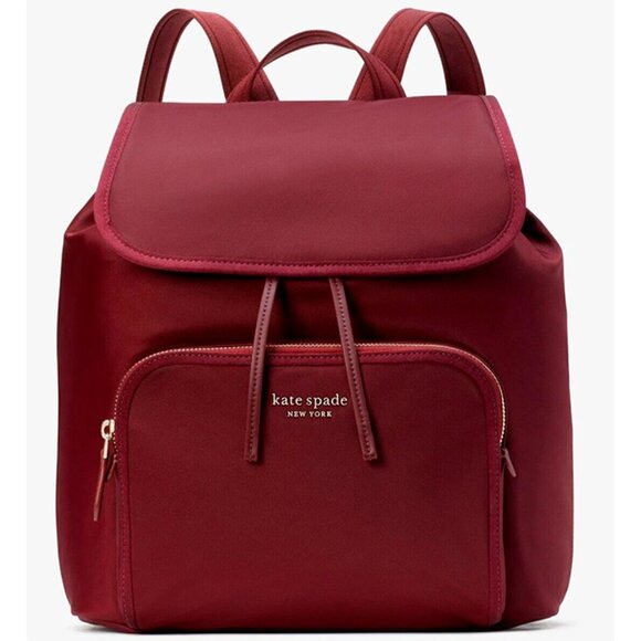 S Kate Spade Sam Dark Red Merlot Nylon Medium Backpack K4467 NWT $248 Retail main image 7